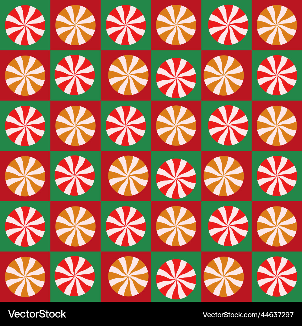 Checkered christmas candy circles seamless pattern Checkered christmas candy circles seamless pattern vector image