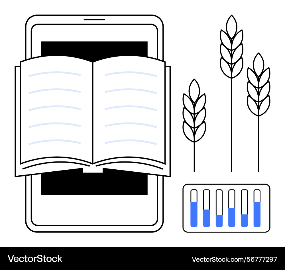 Digital learning platform with open book Vector Image