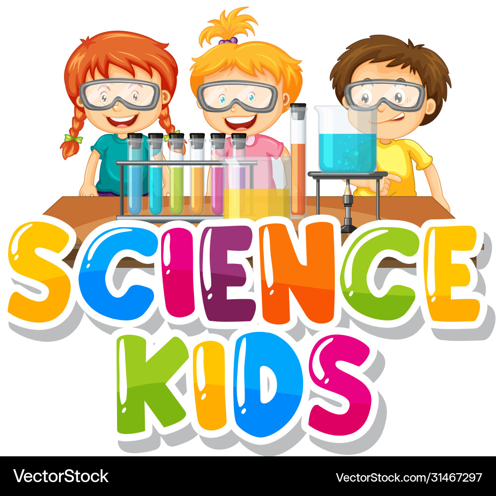Font design for word science kids with kid Font design for word science kids with kid vector image
