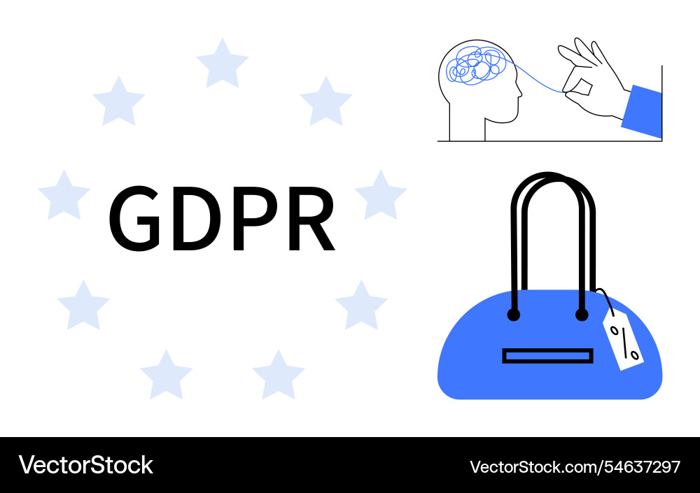 Gdpr concept with brain and string Vector Image