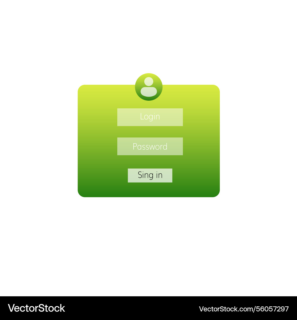 Login interface design with green gradient vector image