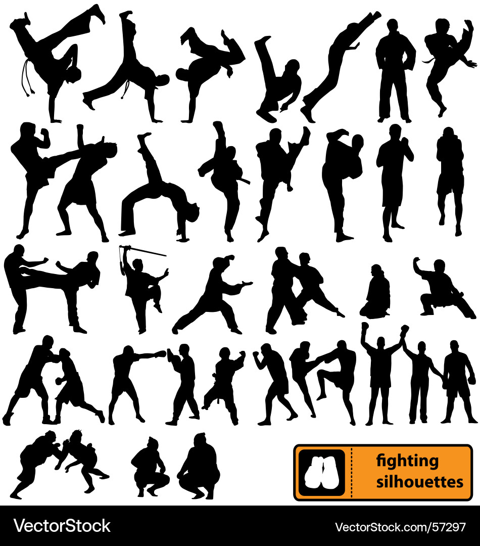 Martial Arts Silhouettes vector image