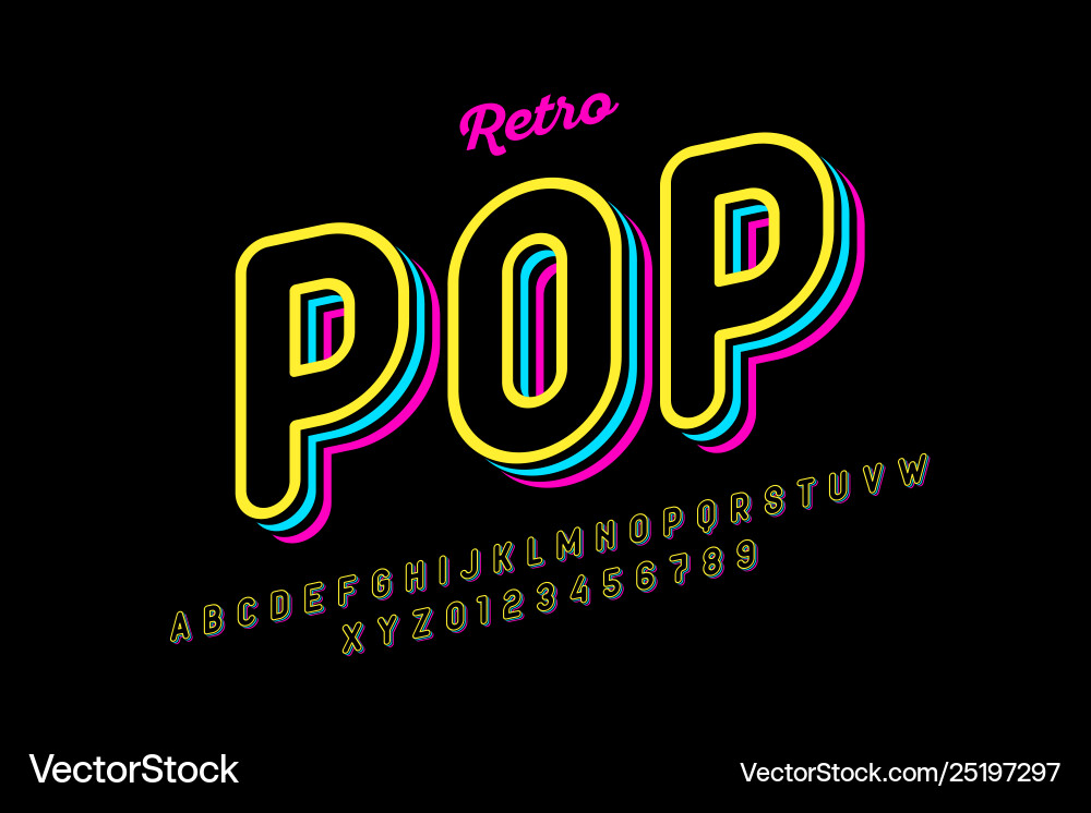 Retro Pop Lettering Font vector image