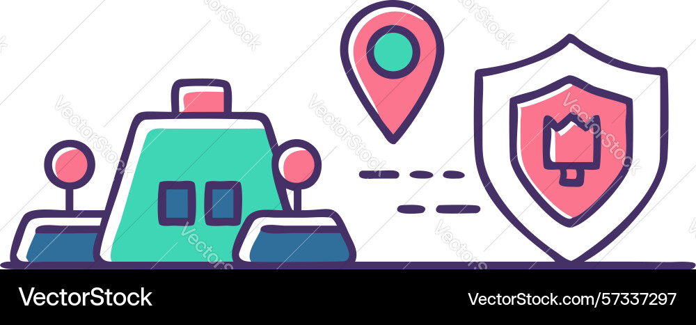 Secure location and global positioning system vector image