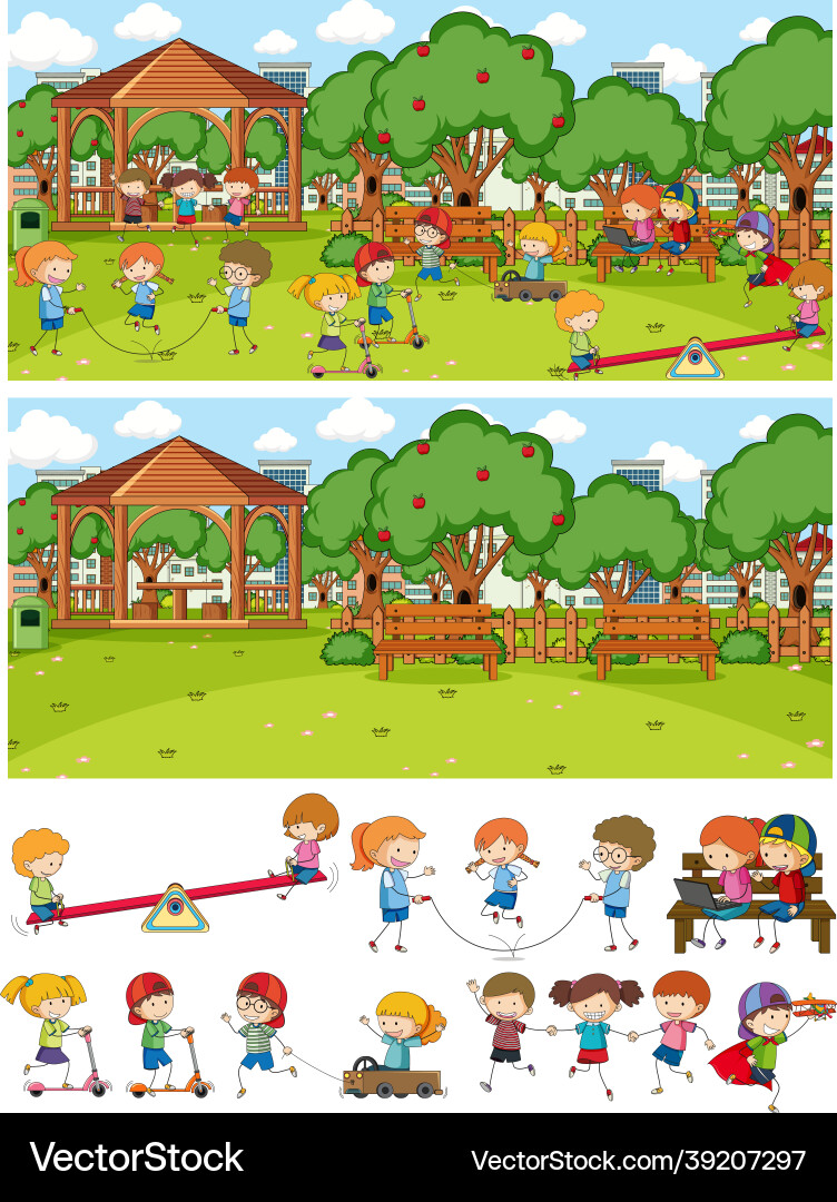 Set of different horizontal playground scenes vector image