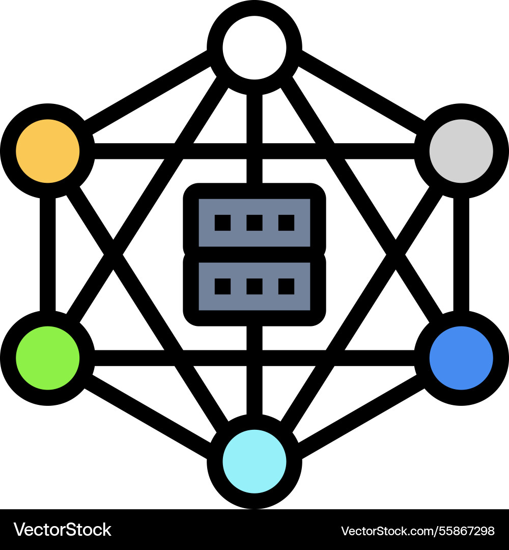 Decentralized network application color icon Decentralized network application color icon vector image