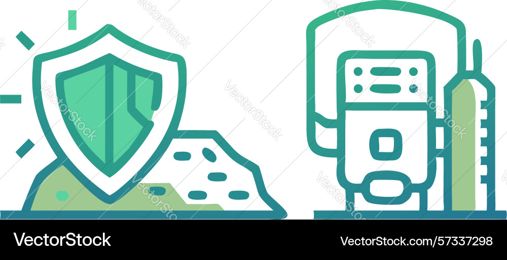Digital device and shield icon for cyber security vector image