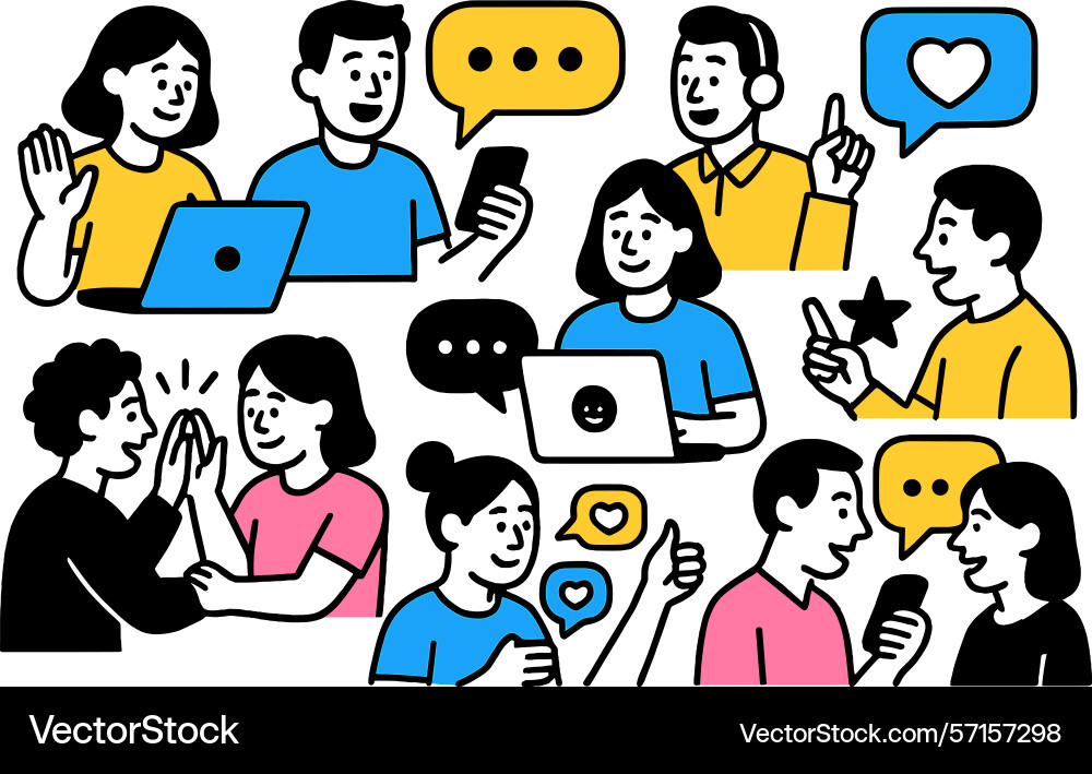Engaging conversation and connection in a digital Engaging conversation and connection in a digital vector image