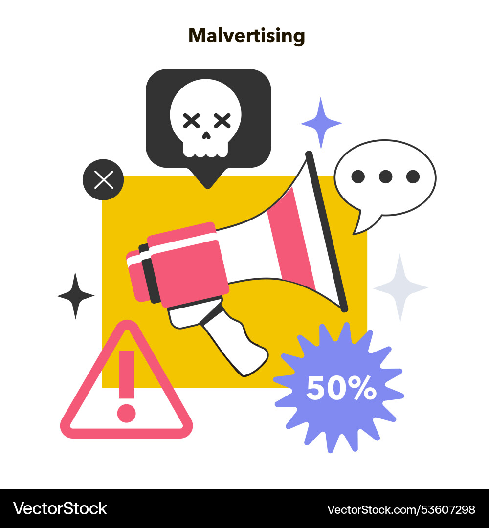 Malvertising virus or hacking software Malvertising virus or hacking software vector image