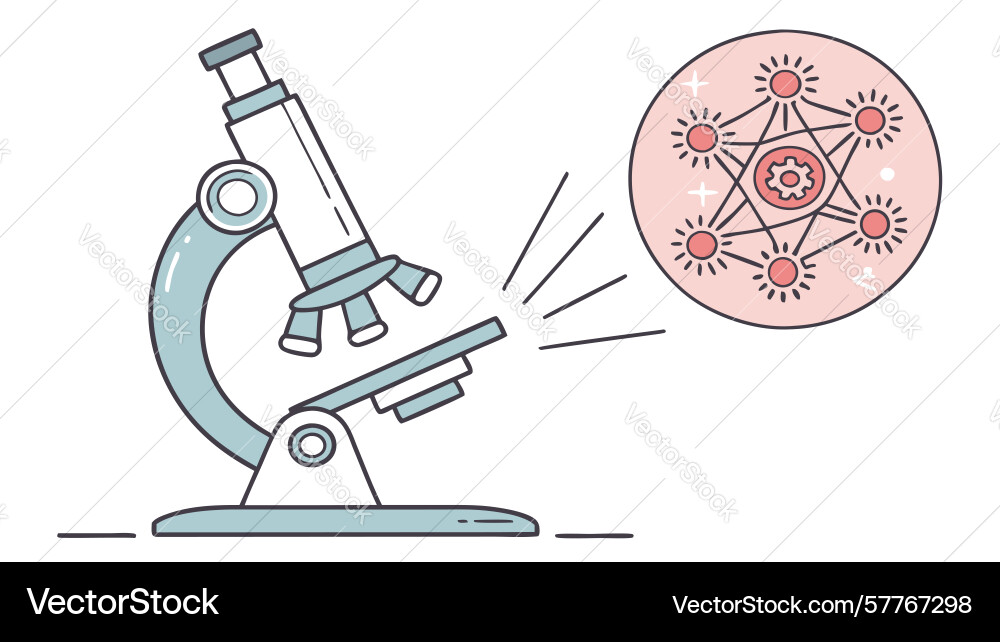 Microscope with molecular structure Vector Image