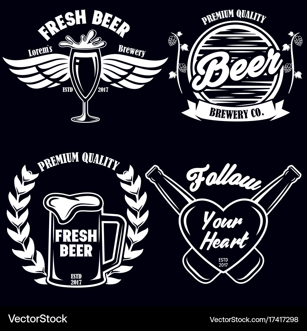 Set of craft beer badges with design elements vector image