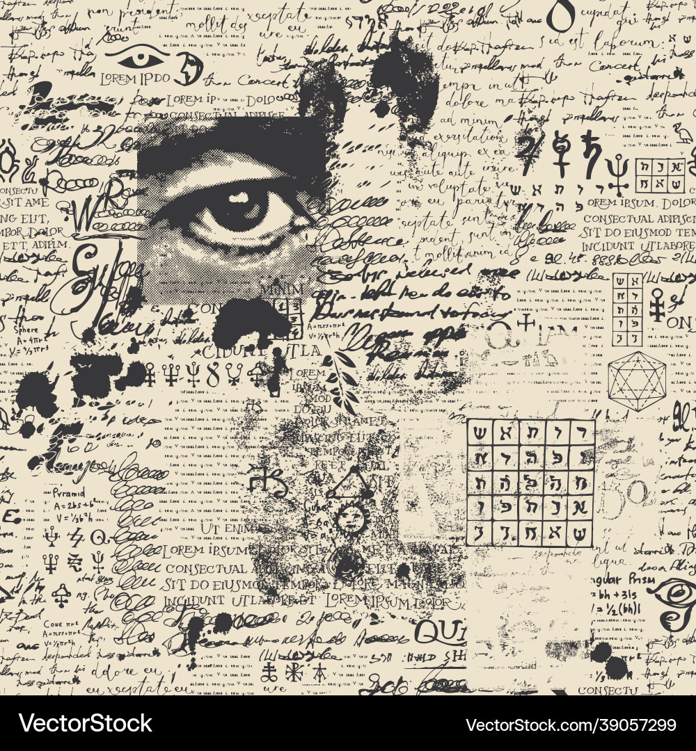 Abstract Scribble Pattern - Eye & Text vector image
