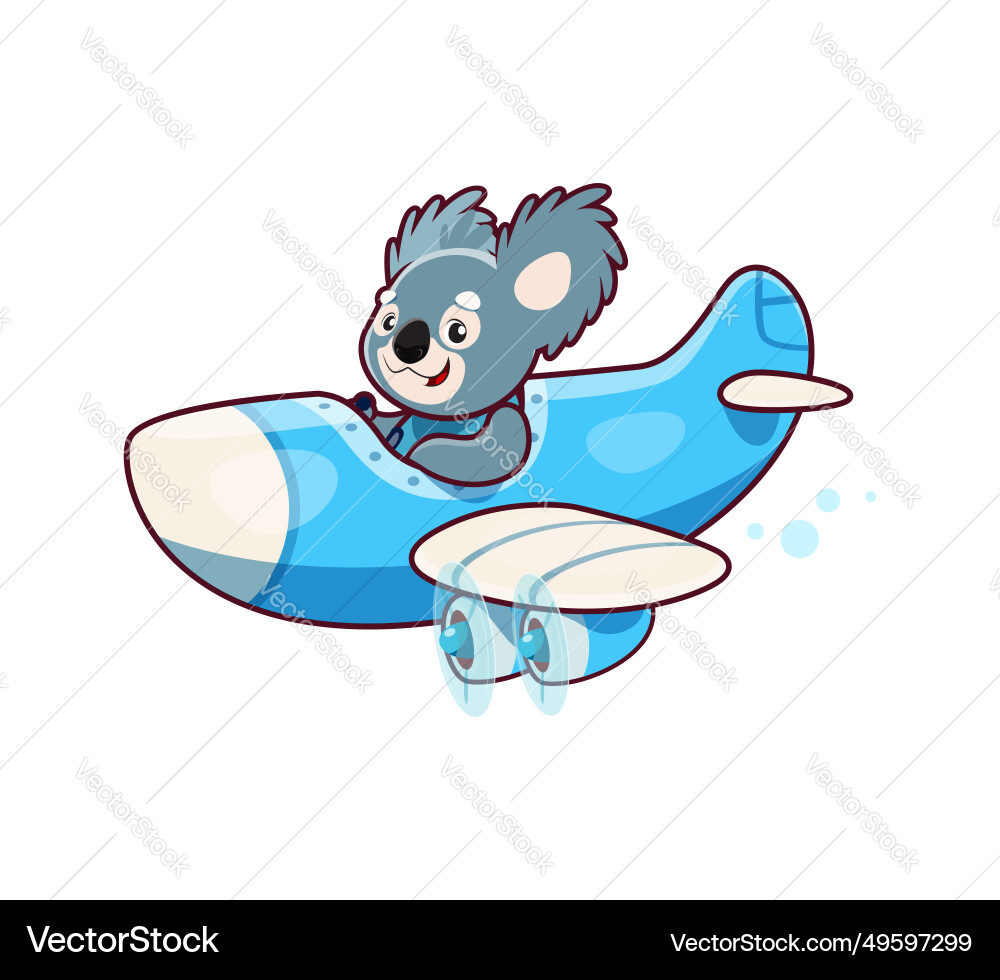 Cartoon cute koala animal character on plane Cartoon cute koala animal character on plane vector image