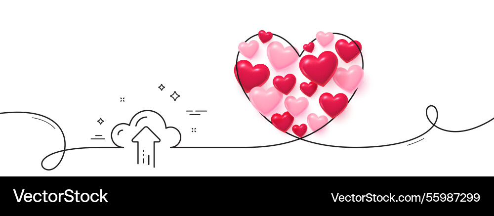 Cloud computing upload line icon internet data vector image