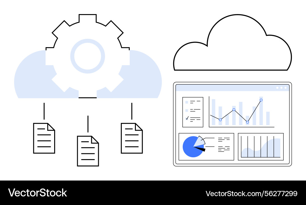 Cloud-Datenverarbeitung mit Analytik Dashboard Cloud-Datenverarbeitung mit Analytik Dashboard vektorbild