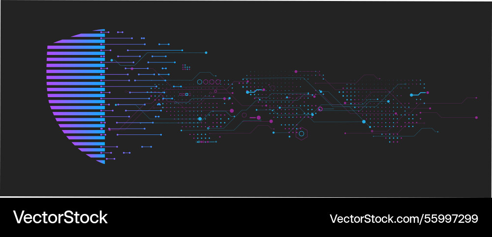 Cyber security lock on circuit shield vector image