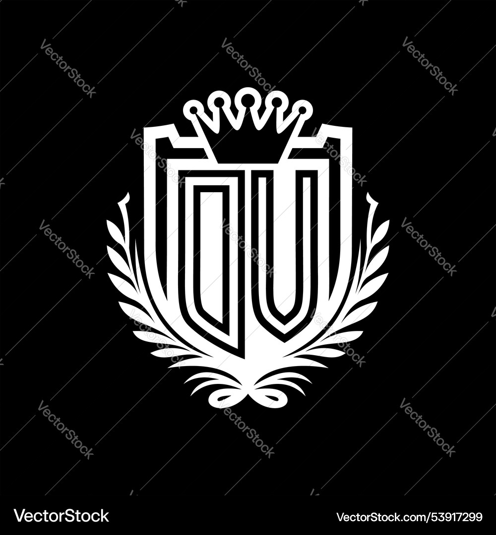 Dv letter logo heraldic shield shape with crown Vector Image