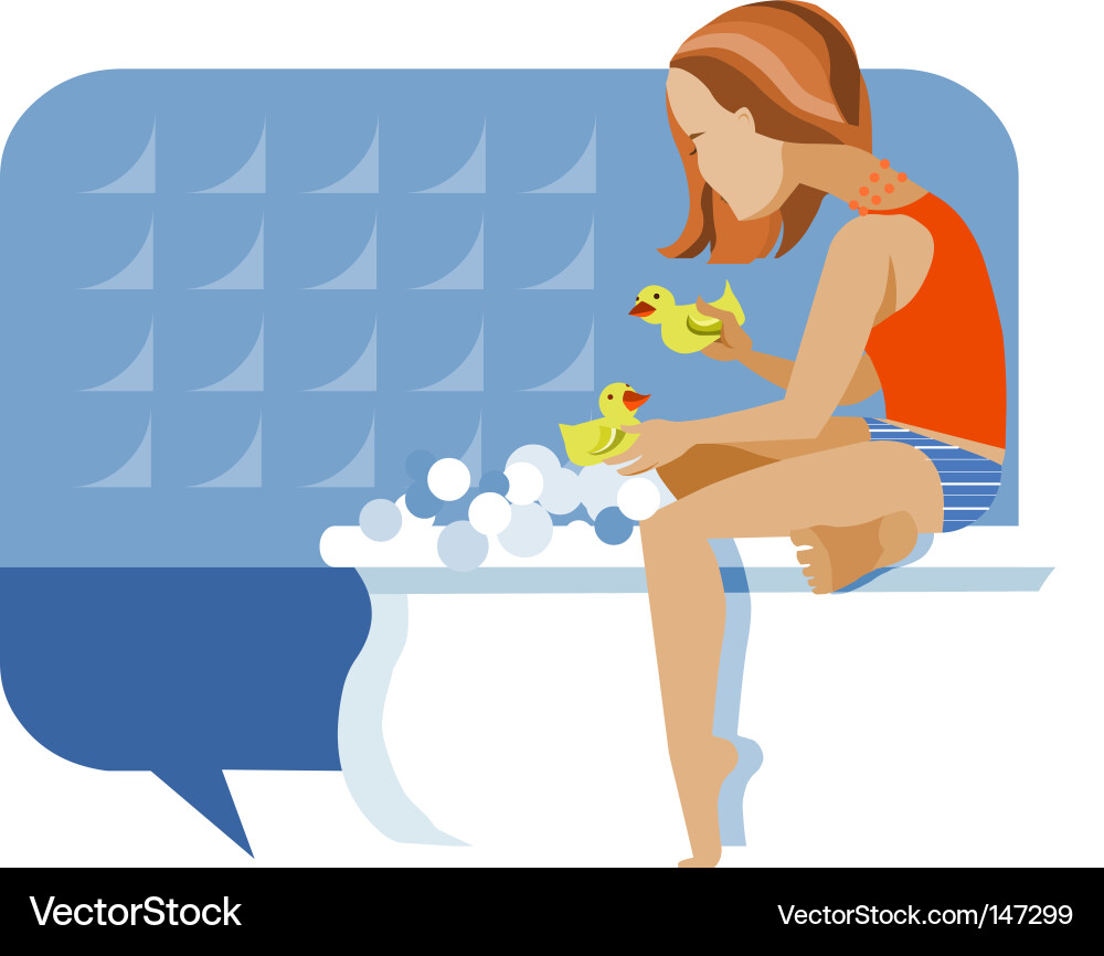 Girls Playing with Ducks Vector Image