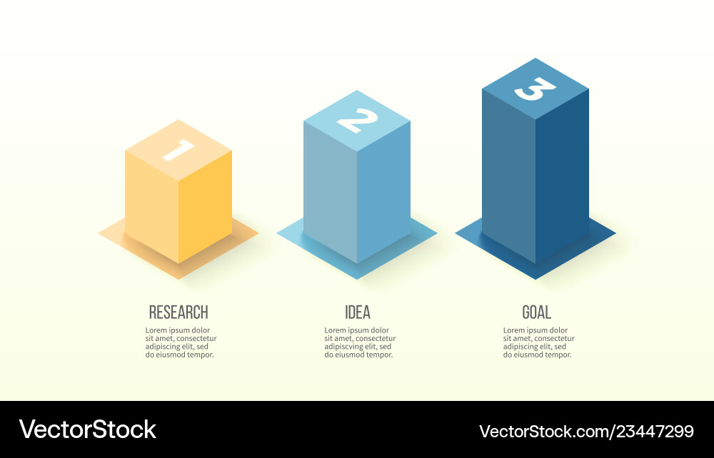 Isometric infographics bar chart graph with 3 Isometric infographics bar chart graph with 3 vector image
