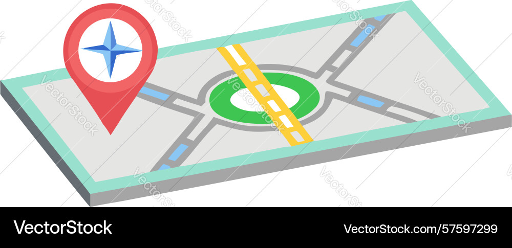 Navigation map with gps location pin vector image