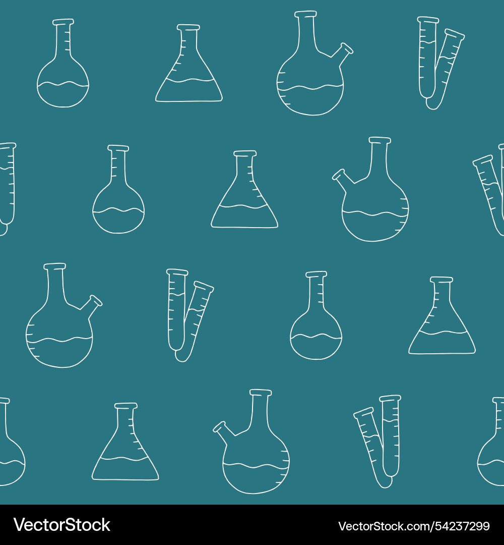 Outline collection of flask seamless pattern Outline collection of flask seamless pattern Vector Image