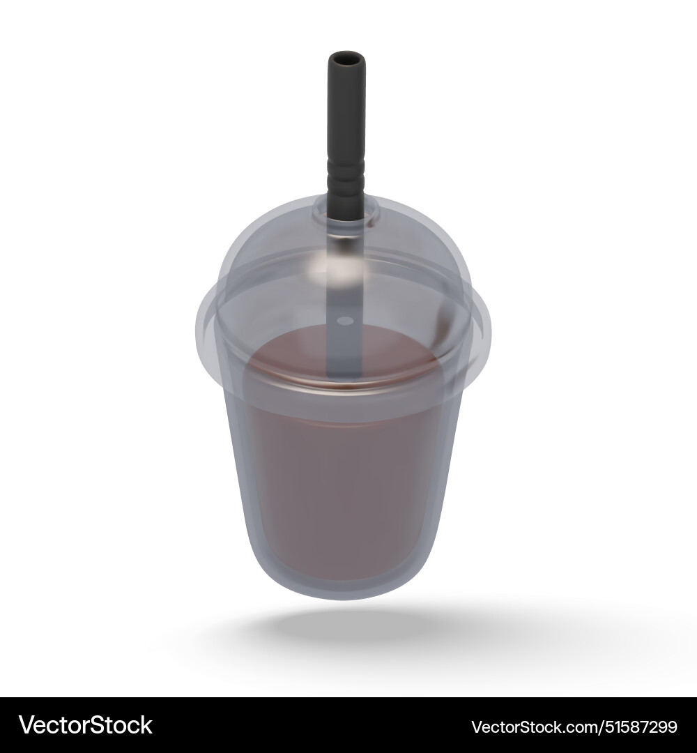 Plastic cup with drink closeup modern packaging Plastic cup with drink closeup modern packaging vector image