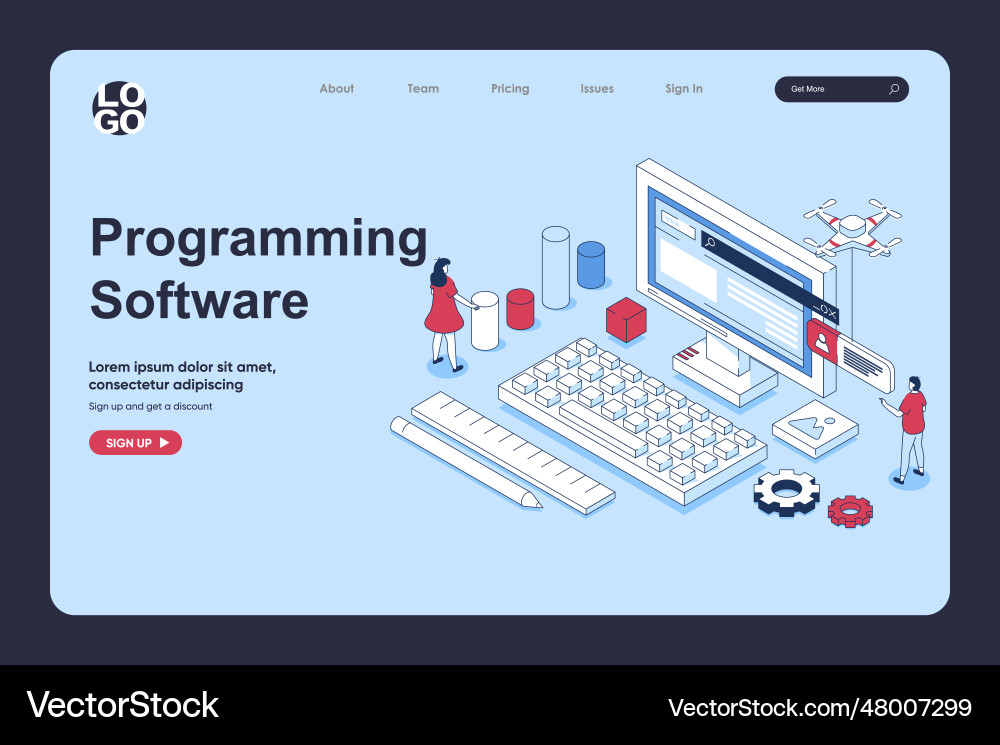 Programming software concept in 3d isometric Programming software concept in 3d isometric Vector Image