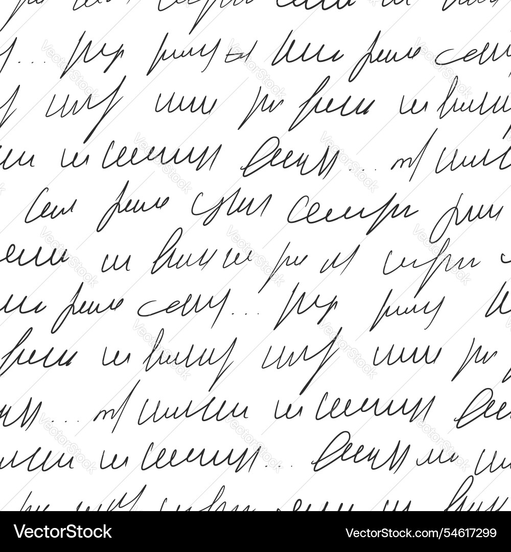Scribble illegible script text seamless pattern vector image
