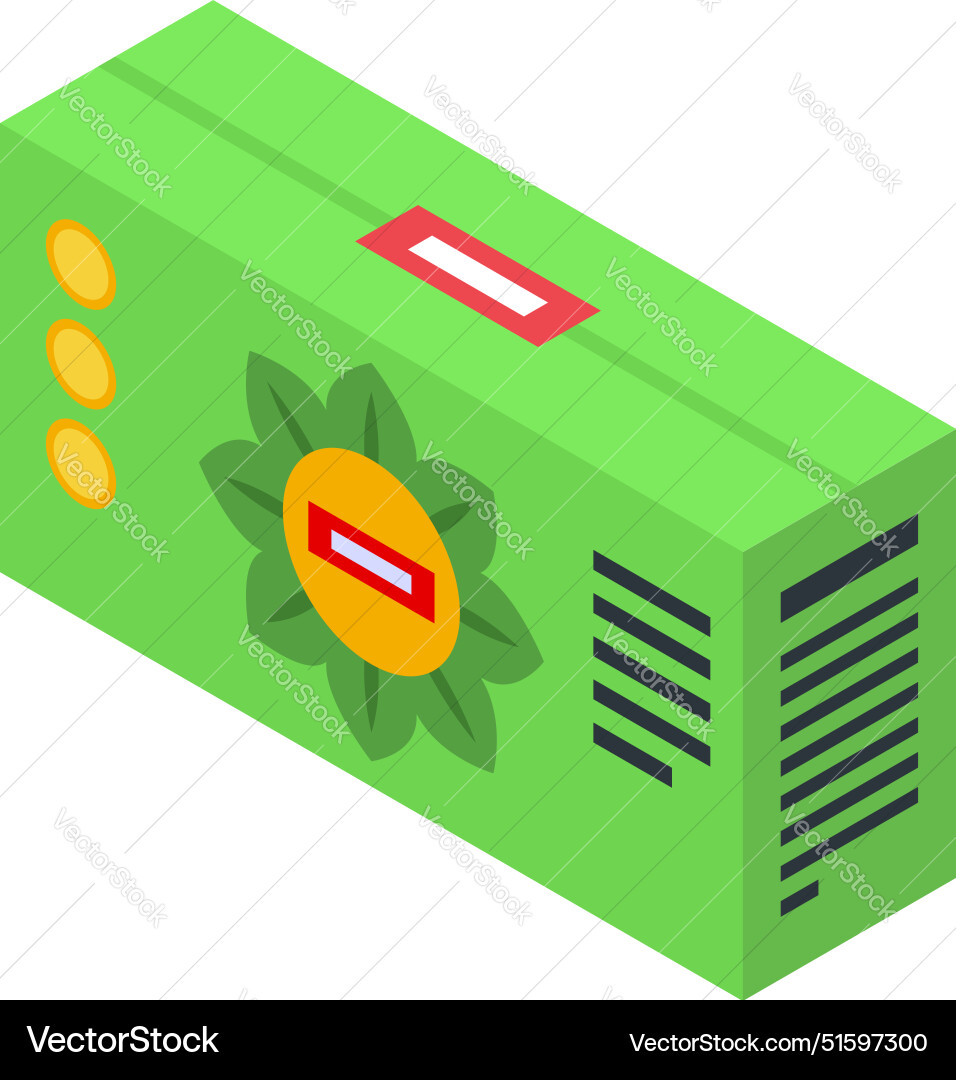 Closed green cardboard box with sticker lying Closed green cardboard box with sticker lying vector image