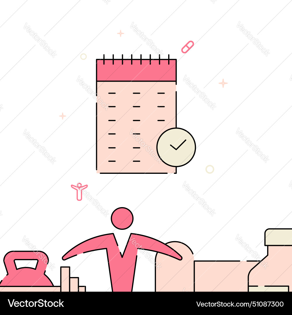 Exercise schedule filled line icon simple Exercise schedule filled line icon simple vector image
