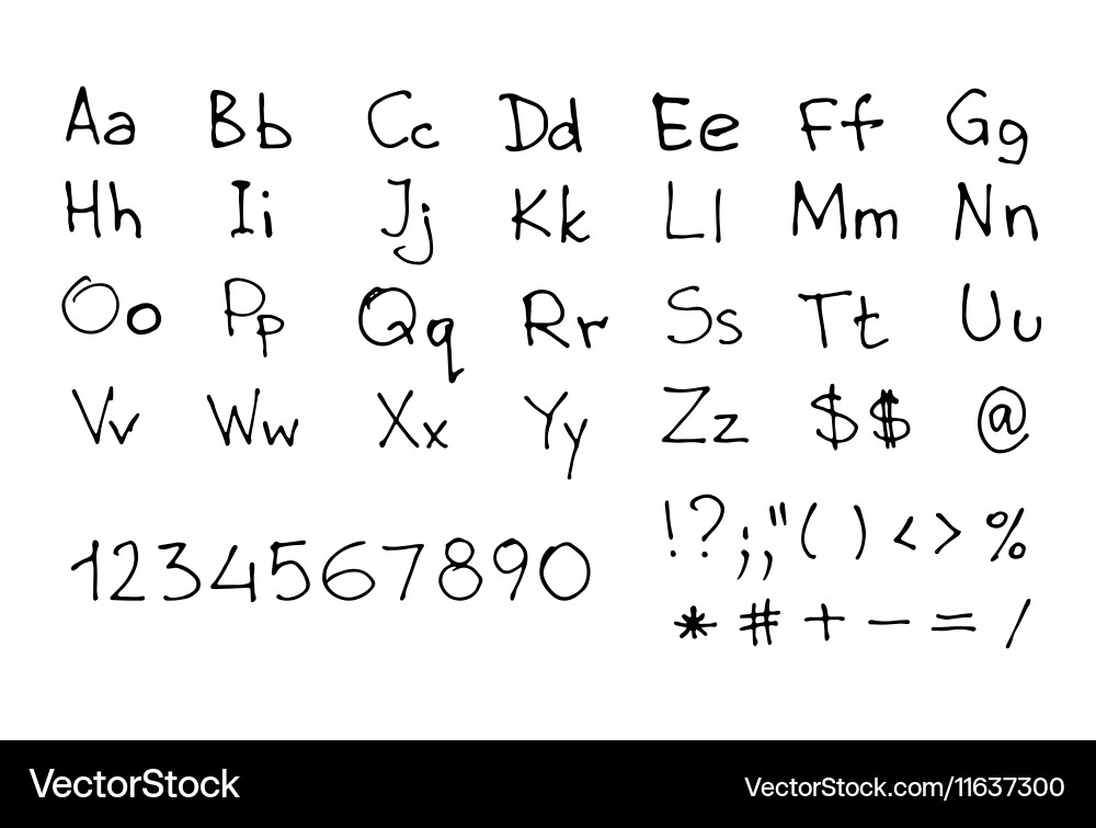 Handwritten Script Font - Letter Set Vector Image