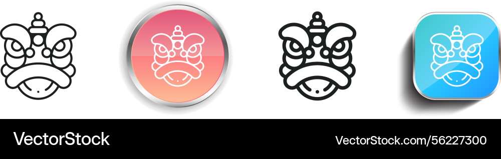 Lion dance icon thin linear regular and button Lion dance icon thin linear regular and button vector image