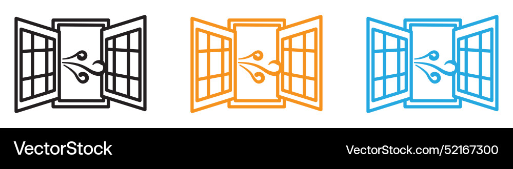 Open windows icon logo set collection for web app vector image