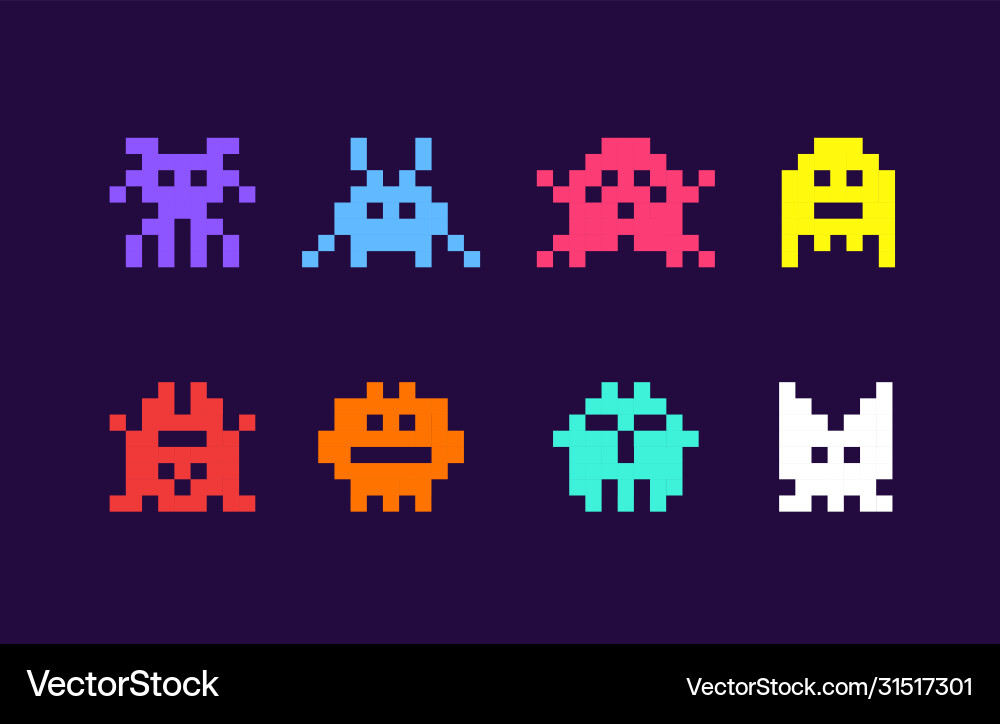8-Bit Pixel Alien Invader vector image