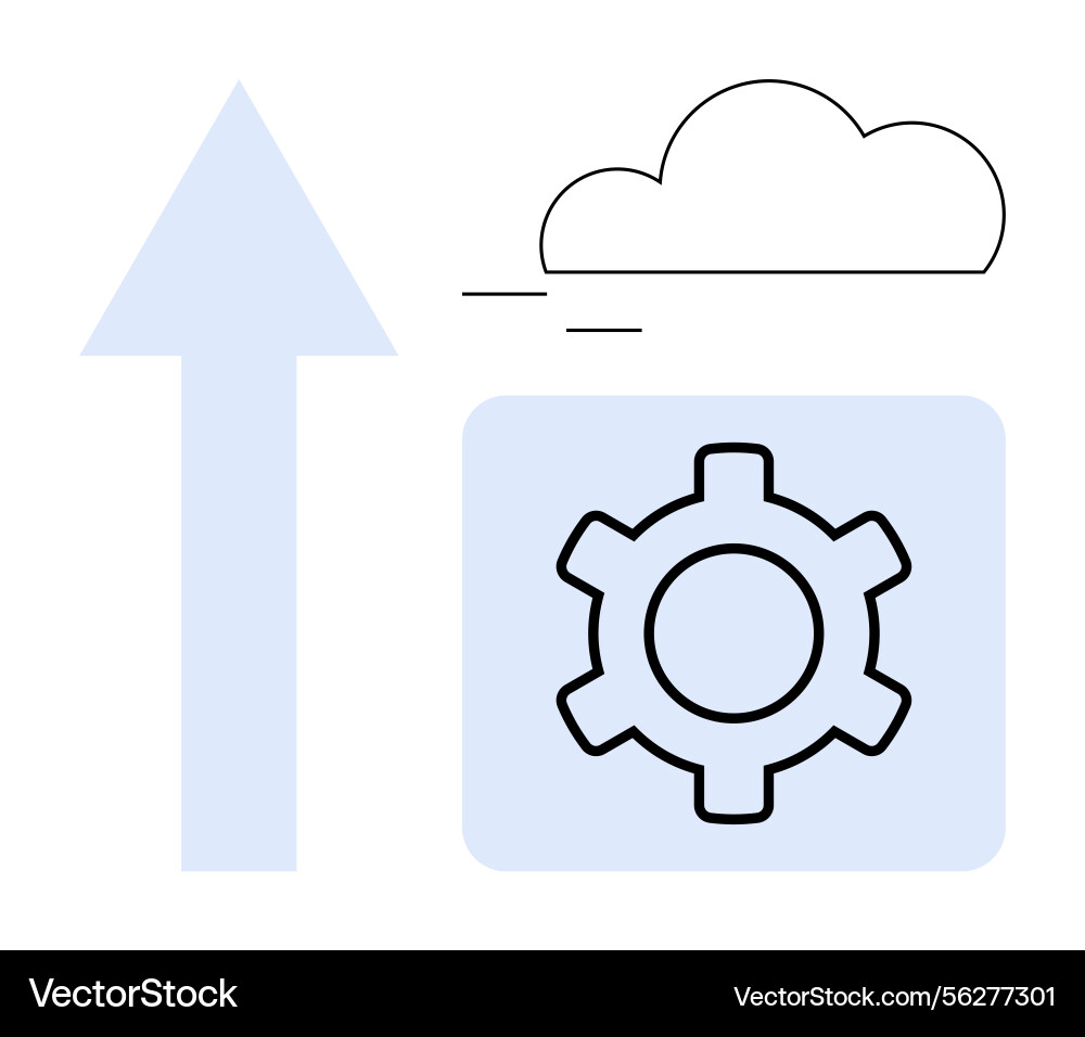 Cloud data upload with gear icon representing Cloud data upload with gear icon representing vector image