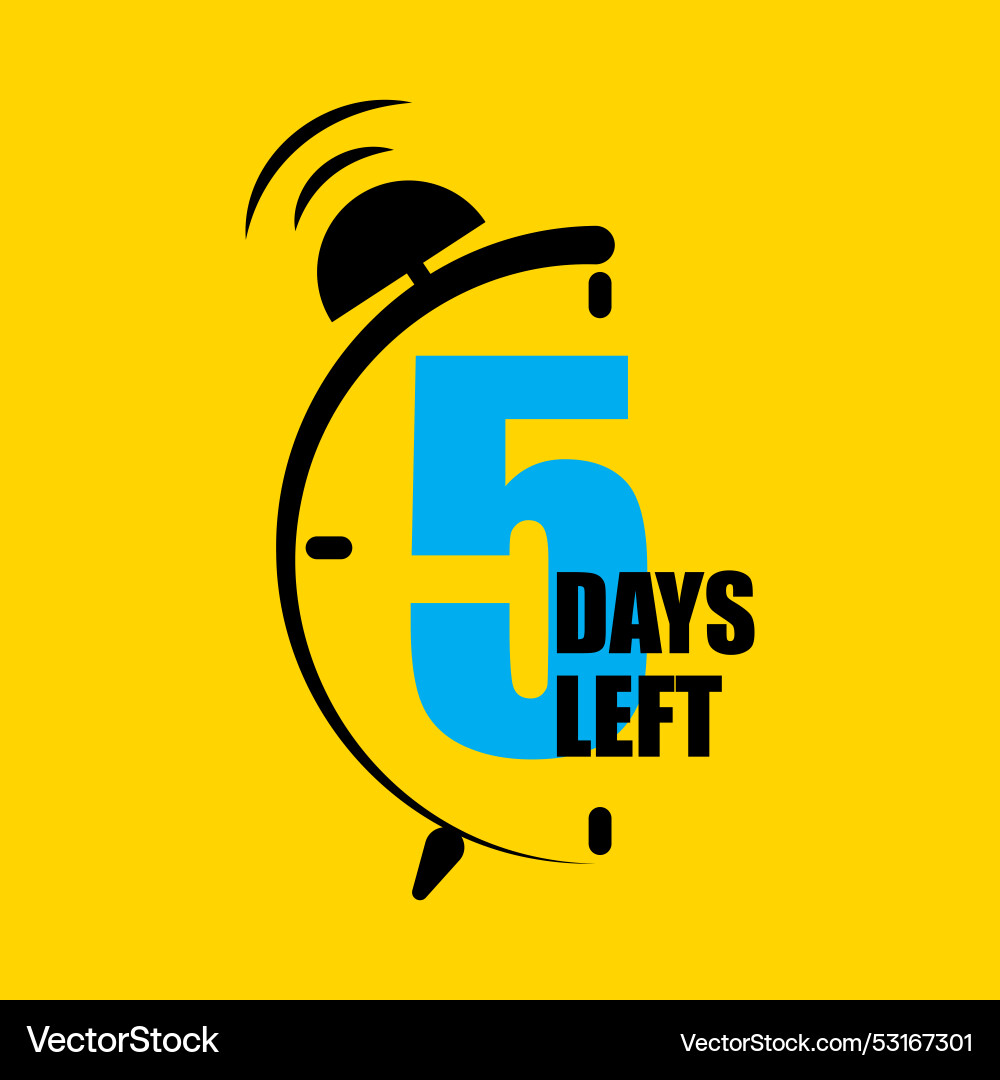 Countdown timer icon five days left alert Countdown timer icon five days left alert vector image