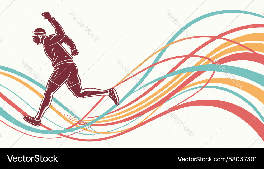 Dynamic Runner with Flowing Lines Vector Image