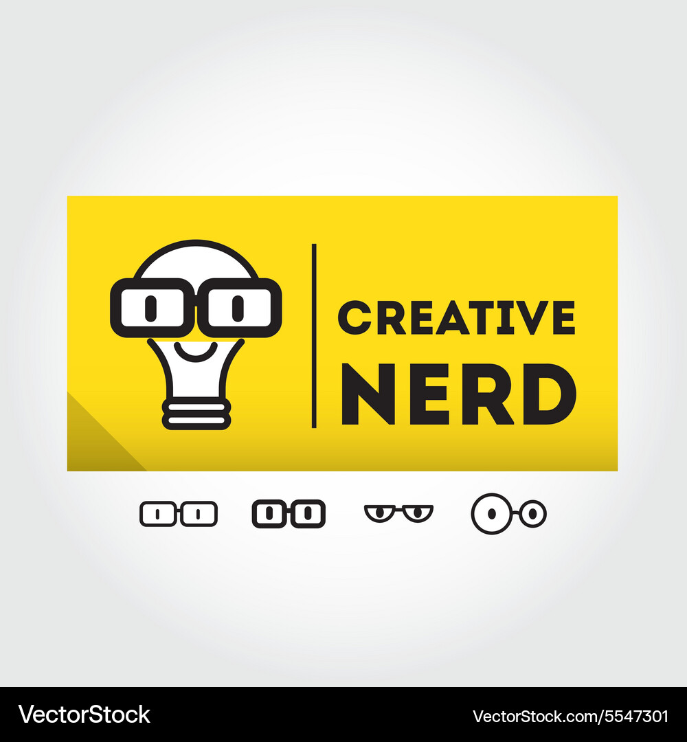 Funny nerd sign with glasses - design element Vector Image