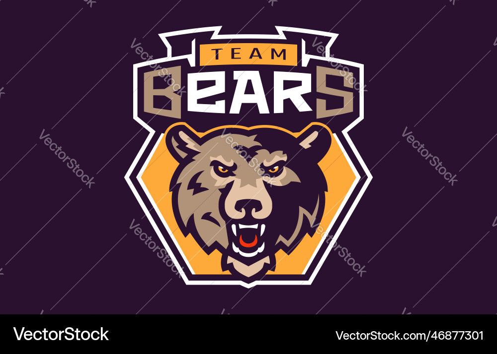 Sport-Logo mit Bär Maskottchen bunten Sport Sport-Logo mit Bär Maskottchen bunten Sport vektorbild
