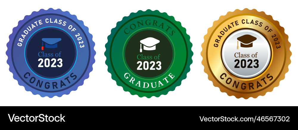 Class of 2023 graduate congrats emblem circle Vector Image