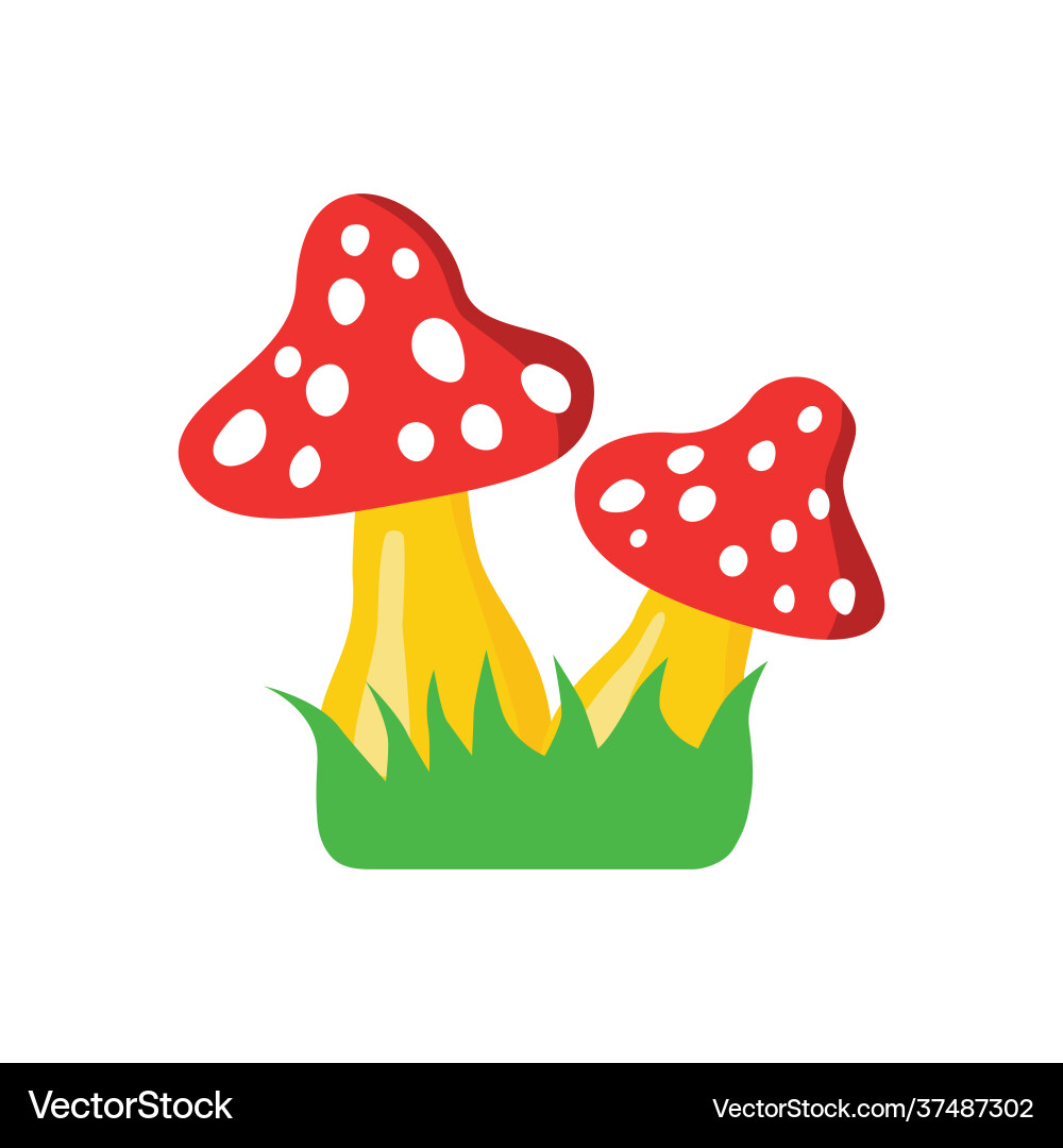 Fly agaric on green grass Vector Image