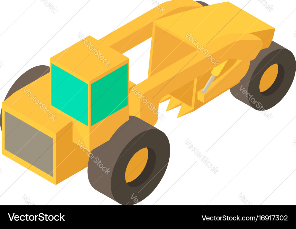 Motor grader machine icon isometric 3d style vector image