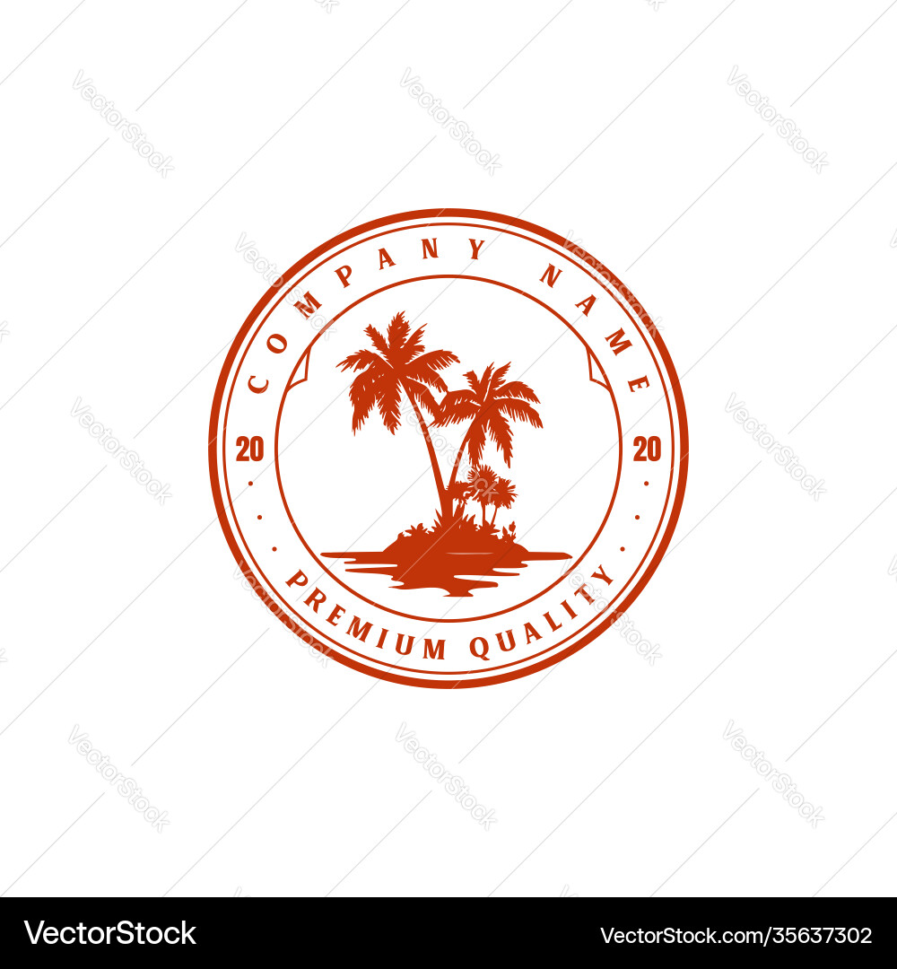 Vintage retro palm coconut tree island logo design Vintage retro palm coconut tree island logo design vector image