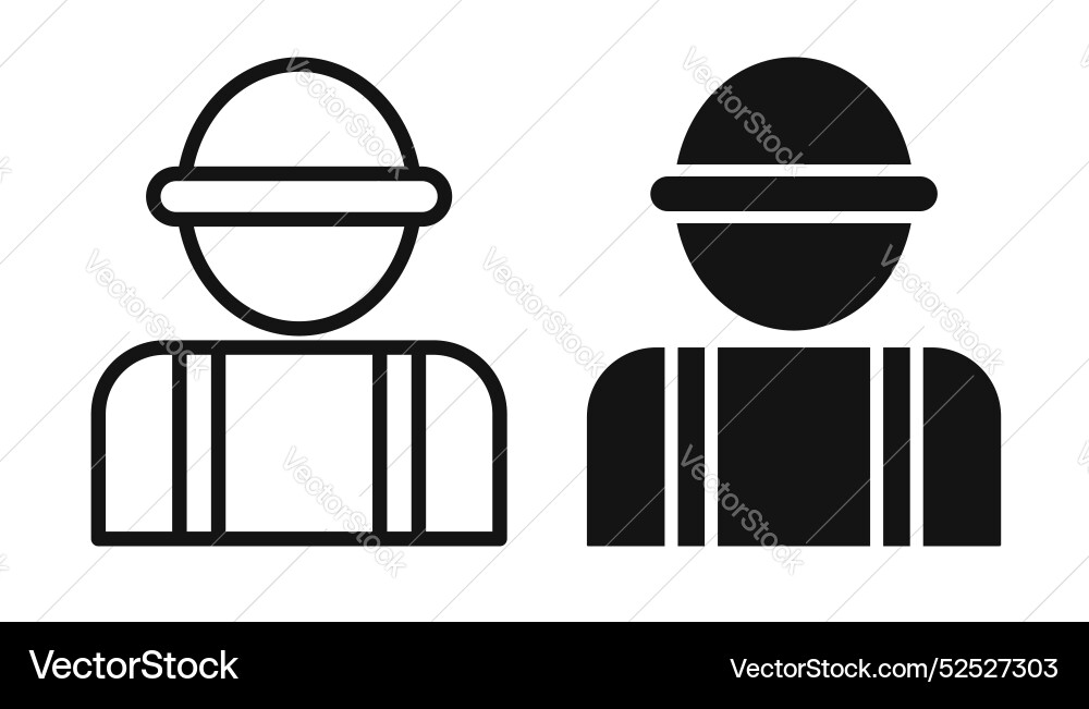 Construction worker thin line icon set Royalty Free Vector