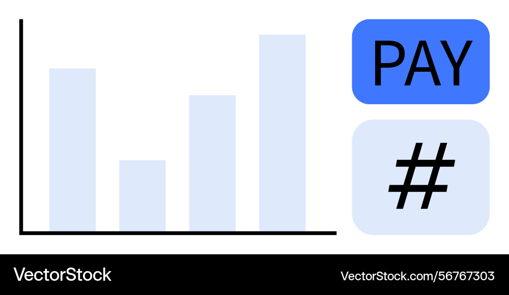 Finance bar graph with payment and hash tag Finance bar graph with payment and hash tag vector image