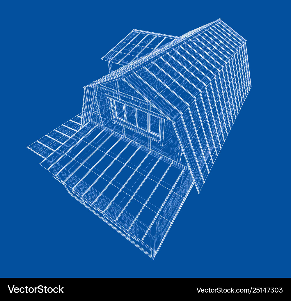 House sketch rendering 3d vector image