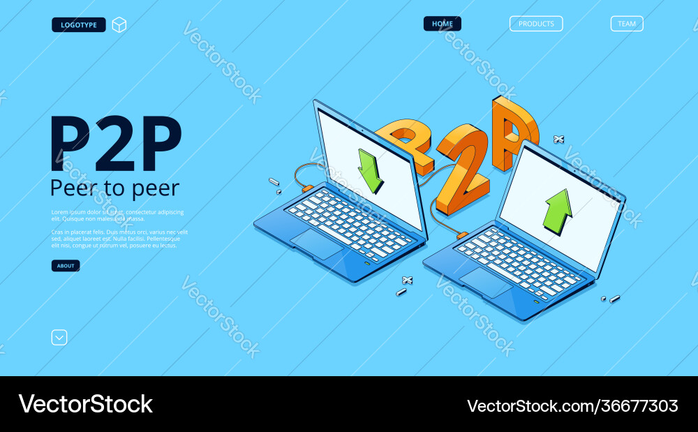 P2p Netzwerk-Banner Peer zu Verbindung P2p Netzwerk-Banner Peer zu Verbindung vektorbild