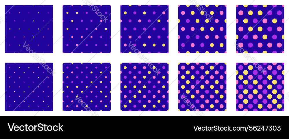 Set polka dots seamless pattern simple background vector image