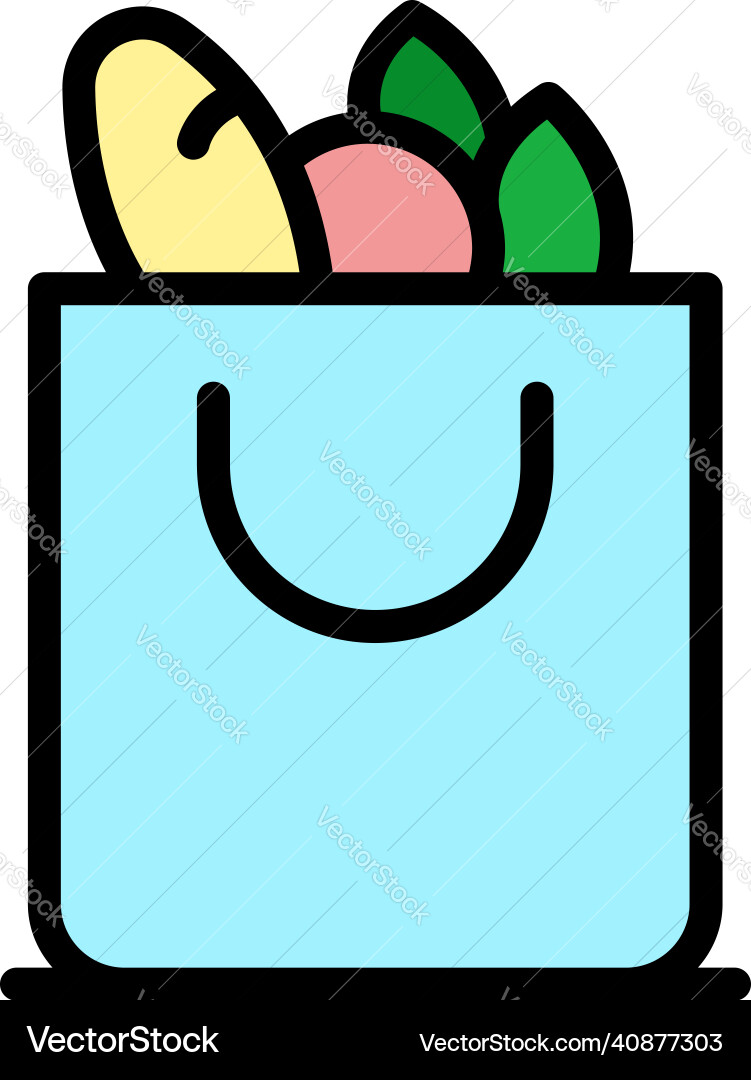 Shopping bag icon color outline Shopping bag icon color outline vector image
