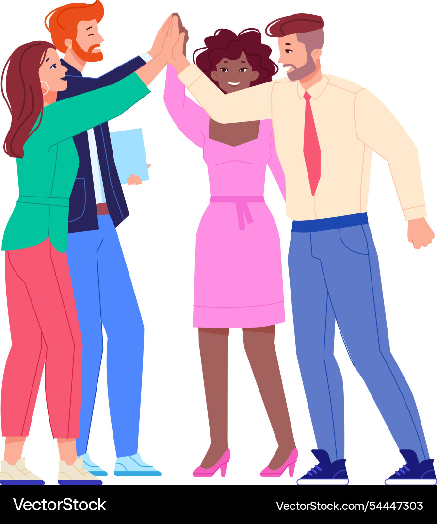Team give high five successful people celebrating Team give high five successful people celebrating vector image
